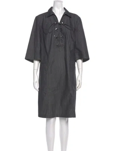 Pre-owned Lafayette 148 Knee-length Dress In Gray
