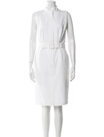 Pre-owned Lafayette 148 Knee-length Dress In White