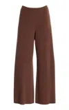 Lafayette 148 Knit Cashmere-silk Straight-leg Pants In Brown