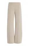 Lafayette 148 Knit Cashmere-silk Straight-leg Pants In Yellow