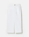 Lafayette 148 L148 Denim Slit Midi Skirt In Washed Plaster