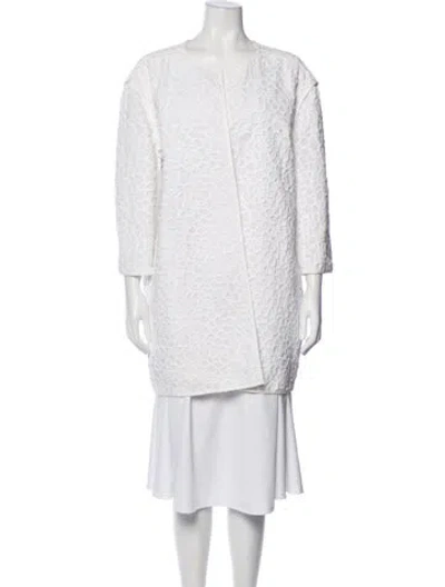 Pre-owned Lafayette 148 Lace Pattern Coat W/ Tags In White