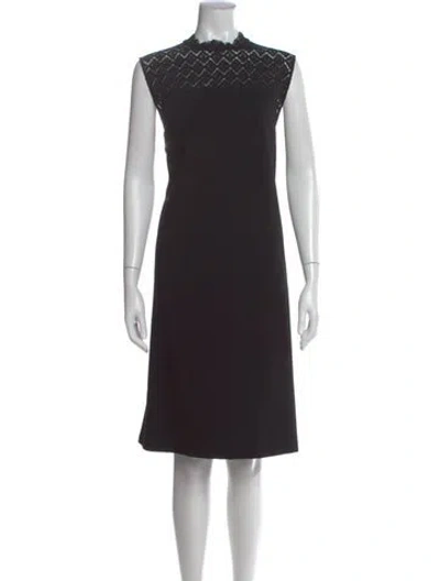 Pre-owned Lafayette 148 Lace Pattern Knee-length Dress In Black