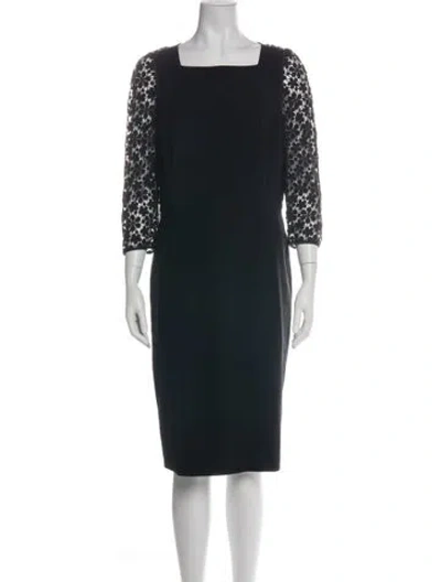 Pre-owned Lafayette 148 Lace Pattern Knee-length Dress In Black