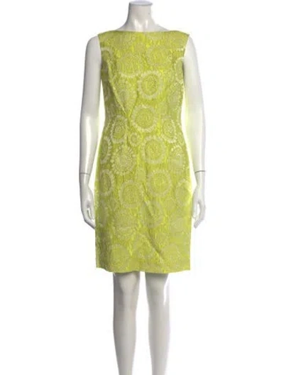 Pre-owned Lafayette 148 Lace Pattern Knee-length Dress In Green