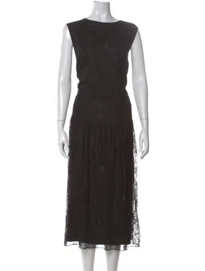 Pre-owned Lafayette 148 Lace Pattern Midi Length Dress In Black