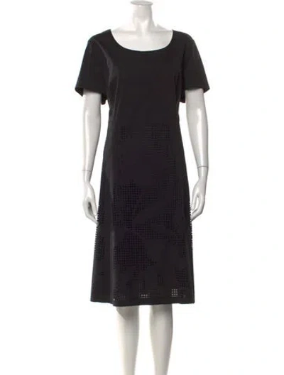 Pre-owned Lafayette 148 Lace Pattern Midi Length Dress In Black
