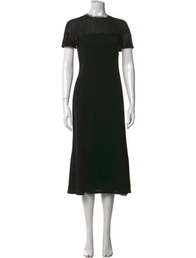 Pre-owned Lafayette 148 Lace Pattern Midi Length Dress In Black