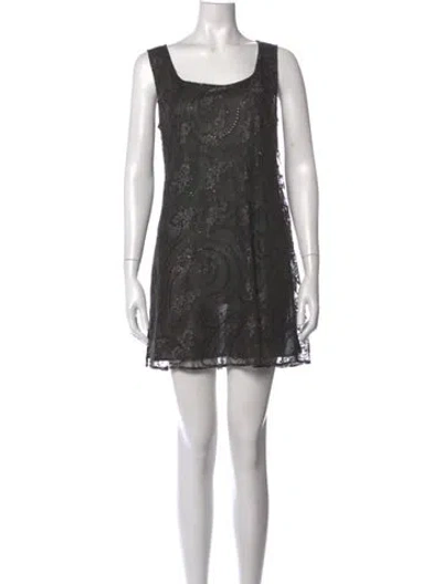 Pre-owned Lafayette 148 Lace Pattern Mini Dress W/ Tags In Grey