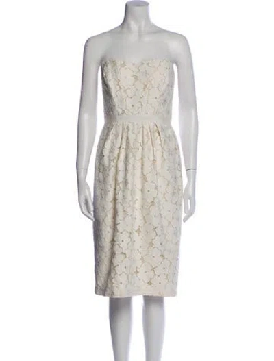 Pre-owned Lafayette 148 Lace Pattern Mini Dress In White