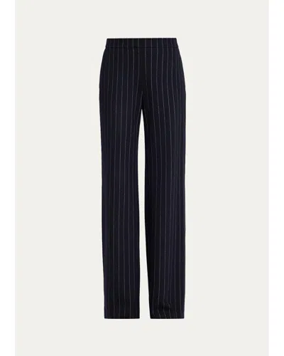 Lafayette 148 Lafayette Pinstripe Flare-leg Pants In Navy Multi