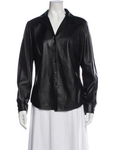 Pre-owned Lafayette 148 Lambskin Biker Jacket In Black