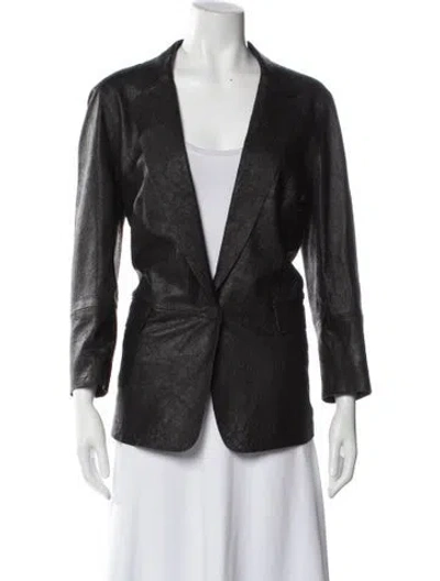 Pre-owned Lafayette 148 Lambskin Blazer In Blue