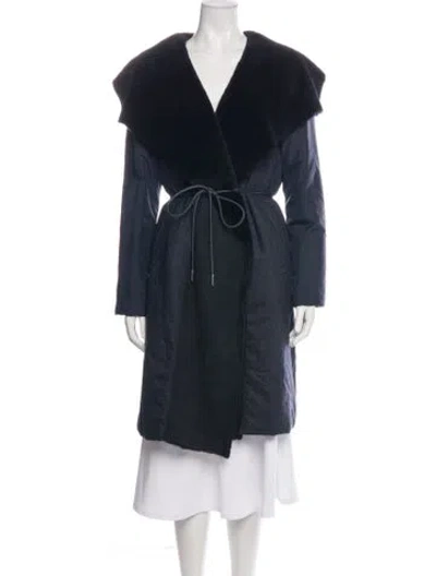 Pre-owned Lafayette 148 Lambskin Down Coat In Blue