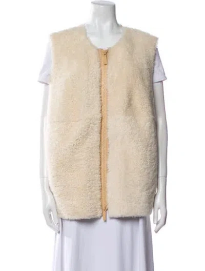 Pre-owned Lafayette 148 Lambskin Down Jacket In Neutral