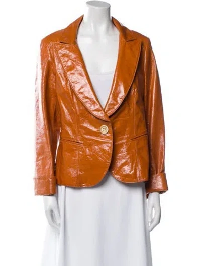 Pre-owned Lafayette 148 Lambskin Evening Jacket In Orange
