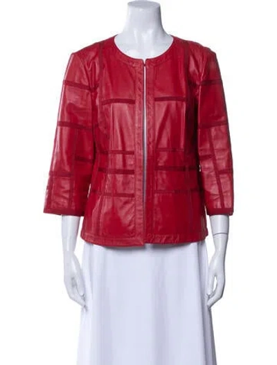 Pre-owned Lafayette 148 Lambskin Evening Jacket In Red