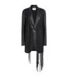 Lafayette 148 Nappa Leather Macrame Fringe Fitted Blazer In Black