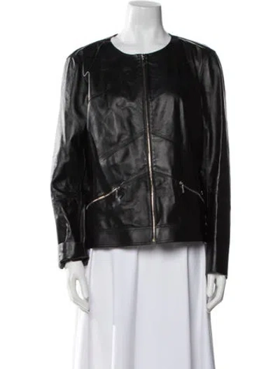 Pre-owned Lafayette 148 Lambskin Jacket In Black