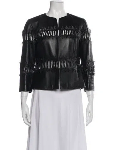 Pre-owned Lafayette 148 Lambskin Jacket In Black