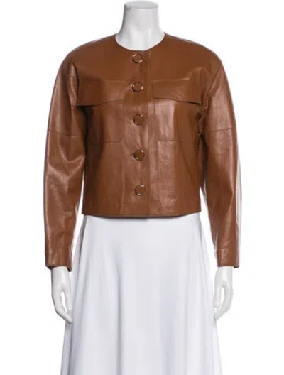 Pre-owned Lafayette 148 Lambskin Jacket In Brown
