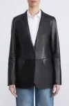 Lafayette 148 Nappa Leather Flap Pocket Single-button Blazer In Black