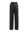 Lafayette 148 Lambskin Sullivan Straight Trousers In Black