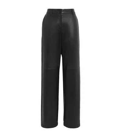 Lafayette 148 Lambskin Sullivan Straight Trousers In Black