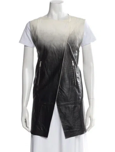 Pre-owned Lafayette 148 Lambskin Vest In Black/neutrals
