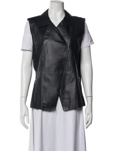 Pre-owned Lafayette 148 Lambskin Vest In Blue