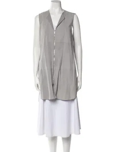 Pre-owned Lafayette 148 Lambskin Vest In Gray