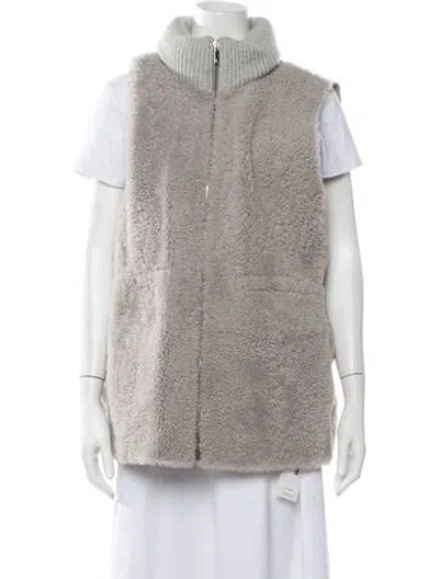 Pre-owned Lafayette 148 Lambskin Vest In Grey