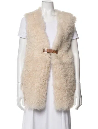 Pre-owned Lafayette 148 Lambskin Vest In Neutrals