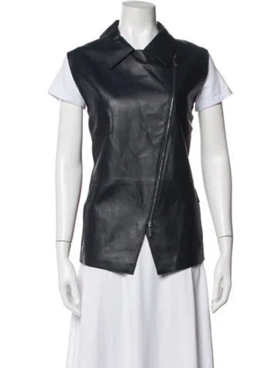 Pre-owned Lafayette 148 Lambskin Vest W/ Tags In Blue