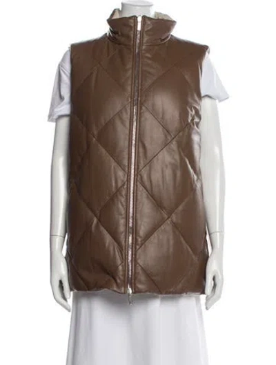 Pre-owned Lafayette 148 Lambskin Vest W/ Tags In Brown