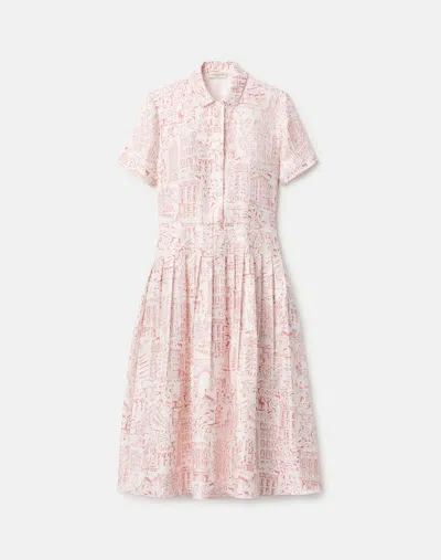 Lafayette 148 Landmarks Print Silk Twill Midi Shirtdress In Pink