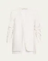 Lafayette 148 Linen Ruched Sleeve Blazer & Vest In White