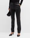 Lafayette 148 Leather And Acclaimed Stretch Cigarette Pants In Black