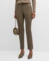 Lafayette 148 Leather And Acclaimed Stretch Cigarette Pants In Concrete