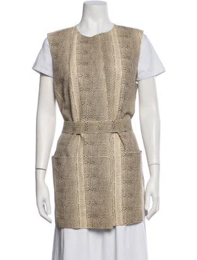 Pre-owned Lafayette 148 Leather Animal Print Vest In Neutrals