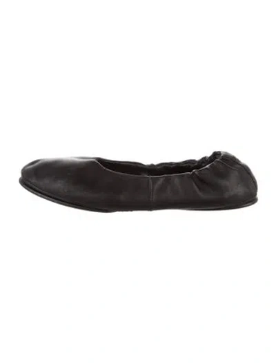 Pre-owned Lafayette 148 Leather Ballet Flats In Black