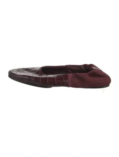 Pre-owned Lafayette 148 Leather Ballet Flats In Burgundy