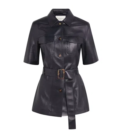 Lafayette 148 Leather Belted Jacket In Black