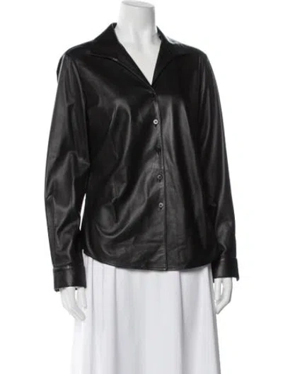 Pre-owned Lafayette 148 Leather Biker Jacket In Black