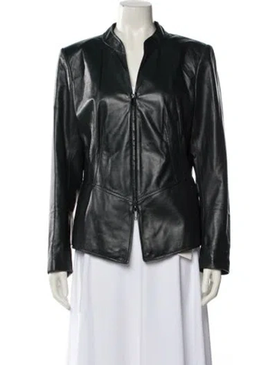 Pre-owned Lafayette 148 Leather Biker Jacket In Black