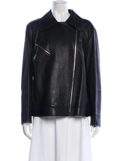 Pre-owned Lafayette 148 Leather Biker Jacket In Black