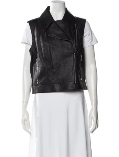 Pre-owned Lafayette 148 Leather Biker Jacket In Black