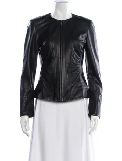 Pre-owned Lafayette 148 Leather Biker Jacket In Black
