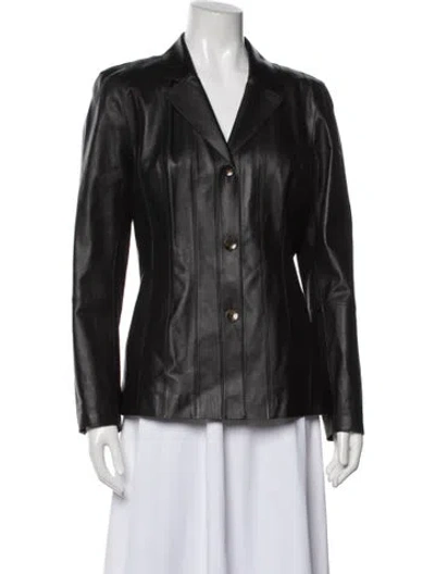 Pre-owned Lafayette 148 Leather Biker Jacket In Black