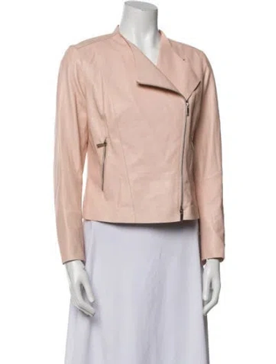 Pre-owned Lafayette 148 Leather Biker Jacket In Pink